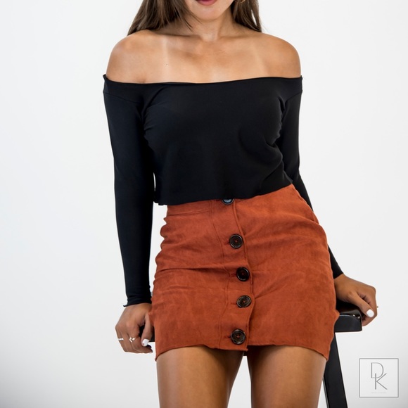 Suede Button Up Skirt - Picture 1 of 1